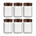 Glass Food Storage Jars with Screw Airtight Seal Acacia Wood Lids,Spice Jars with Lids, Organization for Jars Bottles Containers