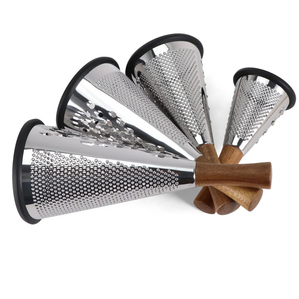 Grater 3 Side Shred Manual Handheld Stainless Steel Multi-Purpose Non-Slip Shredder Cone Vegetable Grater Kitchen Tool