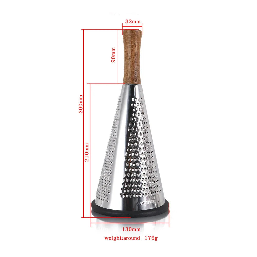 Grater 3 Side Shred Manual Handheld Stainless Steel Multi-Purpose Non-Slip Shredder Cone Vegetable Grater Kitchen Tool