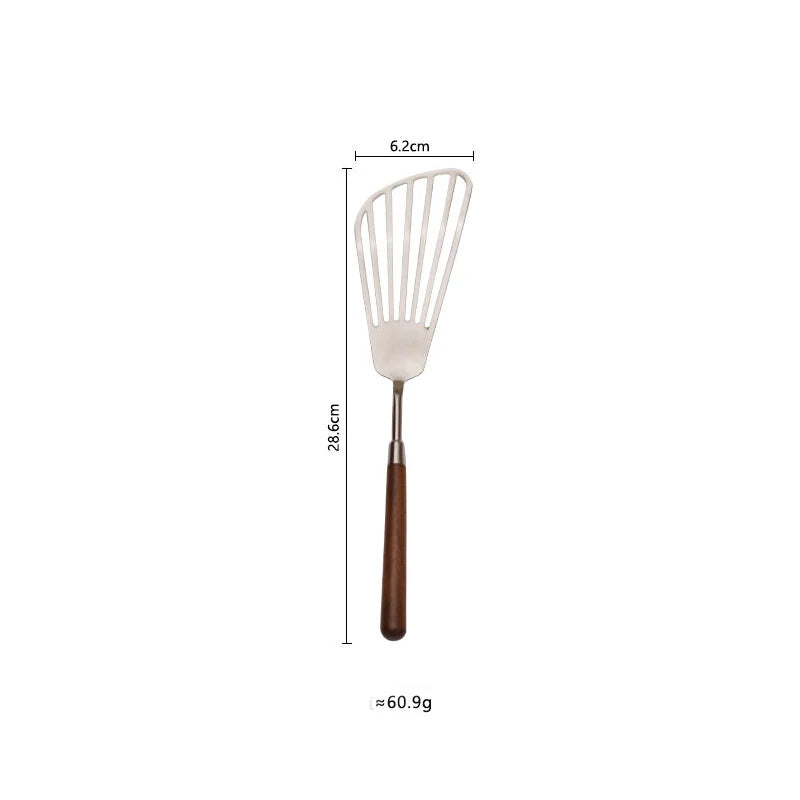 5Pcs Stainless Steel Cooking Spoon Frying Spatula Walnut Cake Shovel Cake Spatula Knife Cooking Utensils Soup Ladlepcs